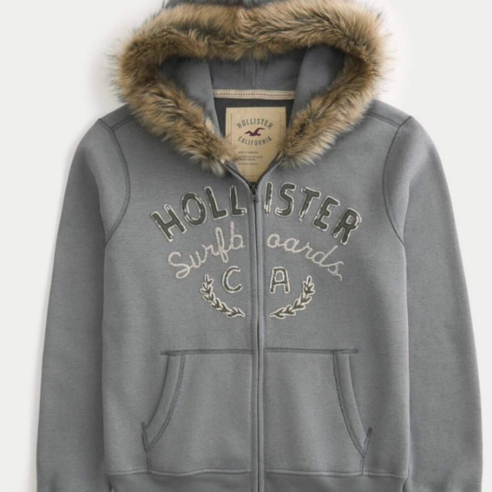 Hollister faux fur hoodie